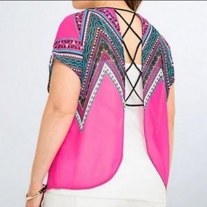 Torrid Sheer Open Back Top